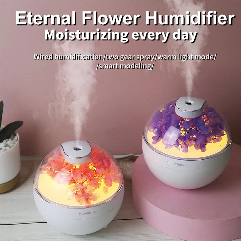 Eternal Flower Humidifier – Silent Night Light Air Diffuser